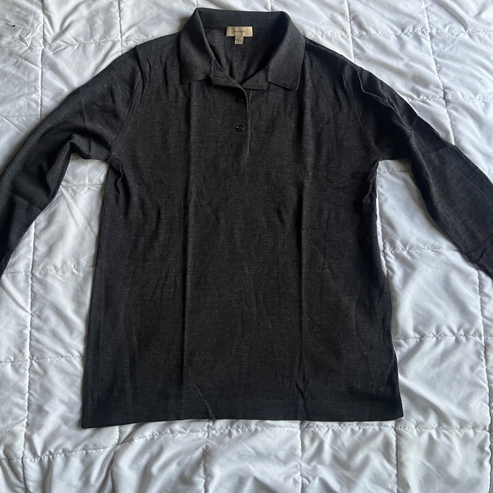 UNIFORM MENS CHARCOAL LONG SLEEVE POLO